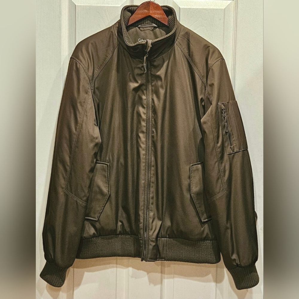 Calvin Klein Ripstop Bomber Jacket Brown Lined Men’s Large